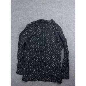Reason‎ Shirt Men's Large Black Monogram Long Sleeve Button Up Viscose